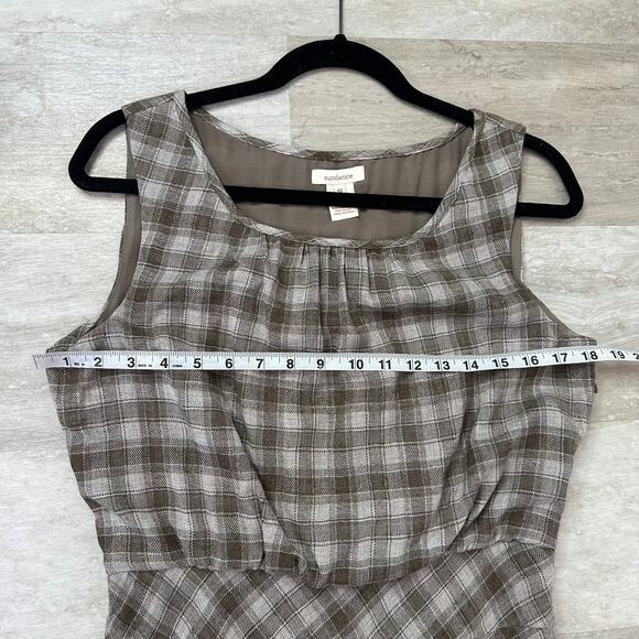 Sundance Gray Neutral Plaid North Fork midi Dress - Picture 6 of 9
